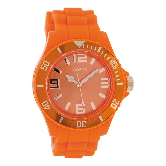OOZOO Timepieces - Fluo oranje horloge met fluo oranje rubber band - C5054