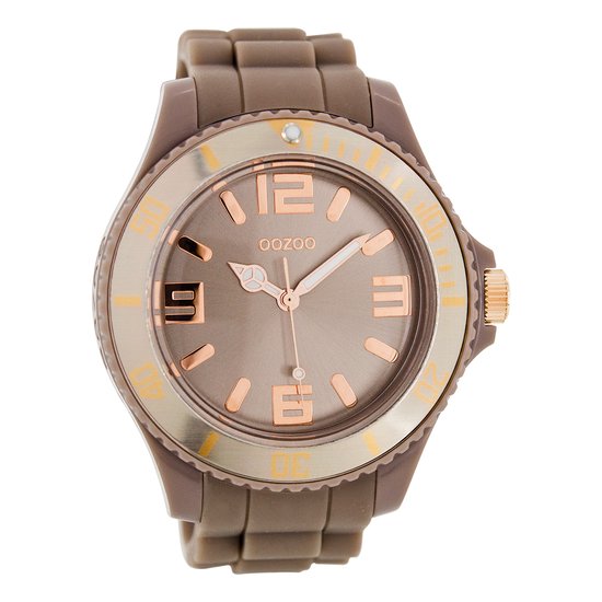 OOZOO Timepieces - Taupe horloge met taupe rubber band - C5041