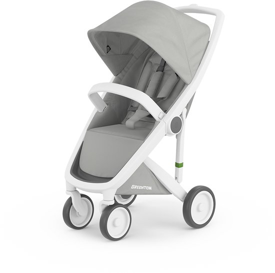 Greentom Classic Buggy Kinderwagen - Lichtgewicht Reisbuggy, Inklapbaar, Duurzaam (Gerecycled) - Wit Grijs