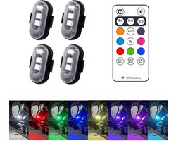 Noodverlichting - Zwaailamp - Werkverkeer - Modelbouw - 60 Branduren op Accu - 8 Kleuren - 10 Modes - Flitspatronen - Knipperlampen - Waarschuwingslampen - Knipper - Gevaar - Noodverlichting - Knipperlichten- 4 stuks - Waarschuwingslamp (4-PACK)