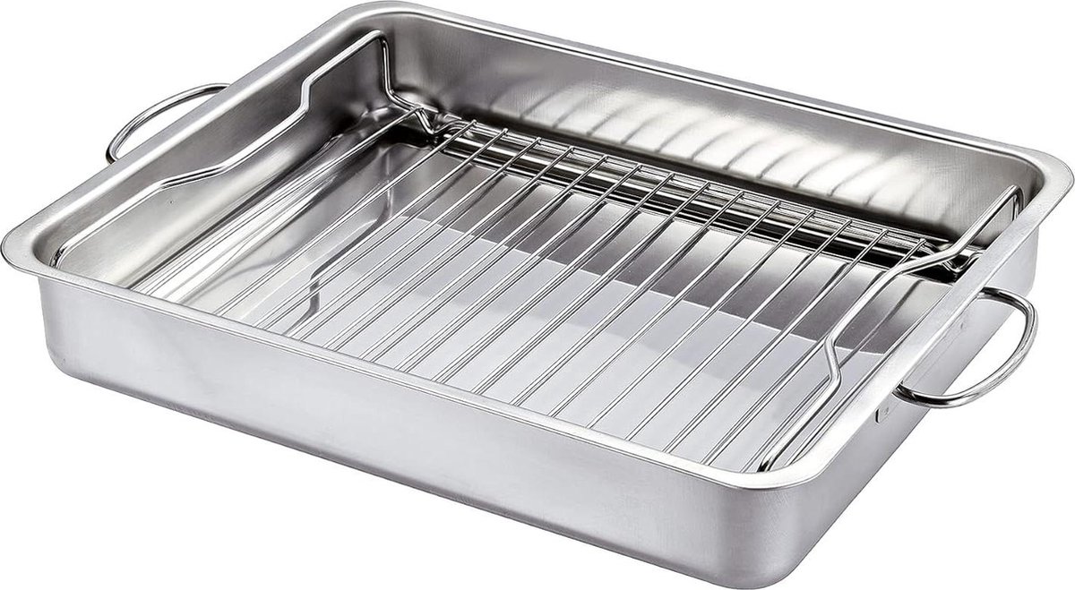 Grill- en ovenbraadpan 40 cm BBQ roestvrij staal 68 liter - STYLE met deksel