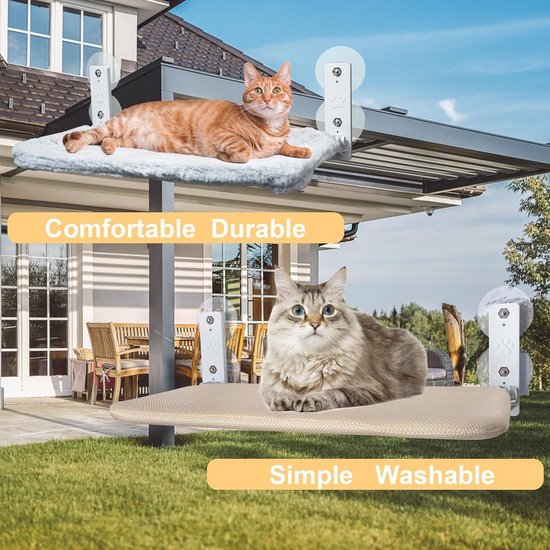 Sudadera Hangmat voor katten, opvouwbaar en zacht, gezellig (wit, 52 cm), ideaal als kattenbed of vensterbank, winter, tot 25 kg
