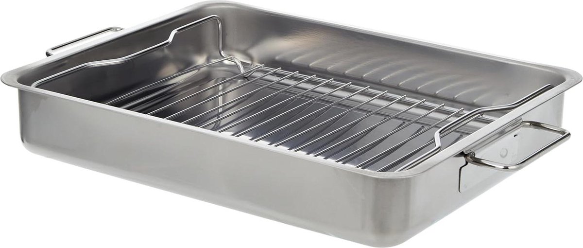 Ovenvorm roestvrij staal zilver 40 x 32 x 7 cm - Koncis Keukenaccessoire