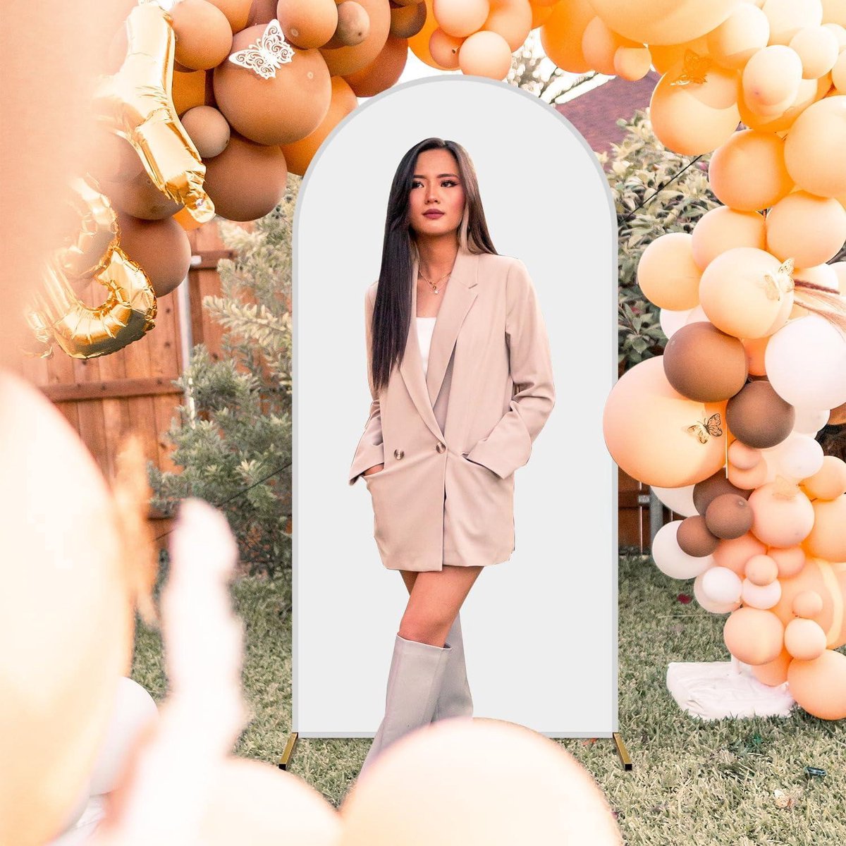 CREATCABIN Bruiloft boog cover bruiloft boog standhoezen verstelbare dikke achtergrond cover elastisch voor bruiloften verjaardagsfeestje ceremonie banket fotografie achtergrond decor citroen chiffon