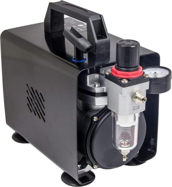 Foto: Professionele airbrush mini compressor 4 bar compact as 18a met manometer drukregelaar