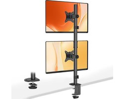 Verticale batterijhouder voor dubbele computerschermen verstelbaar in hoogte en kantelbaar voor 17-32 inch schermen - maximale belasting 9 kg per arm VESA 75/100 mm