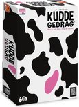 De doos van het spel Kuddegedrag met koeienvacht print, leeftijdsaanduiding en logo's.