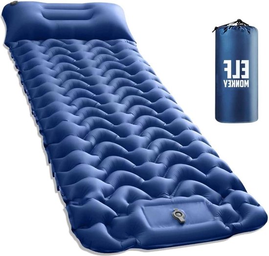 Arlierss Isomatte,12cm Höhe Luftmatratze Camping mit Fußpresse Pumpe, Kompakte und Leichte Schlafmatte mit Kissen für Outdoor, Wandern, Reise, Strand-Armeegelb