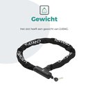 Zwart Voltano kettingslot met sleutels en het opschrift "Gewicht" en "Het slot heeft een gewicht van 2,65KG".