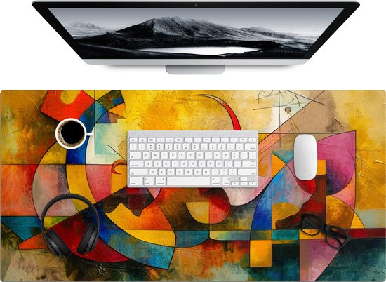 Foto: Bureau onderlegger 90x45 cm kunst abstract aesthetic kleurrijk art muismat xxl bureau mat muismatten groot