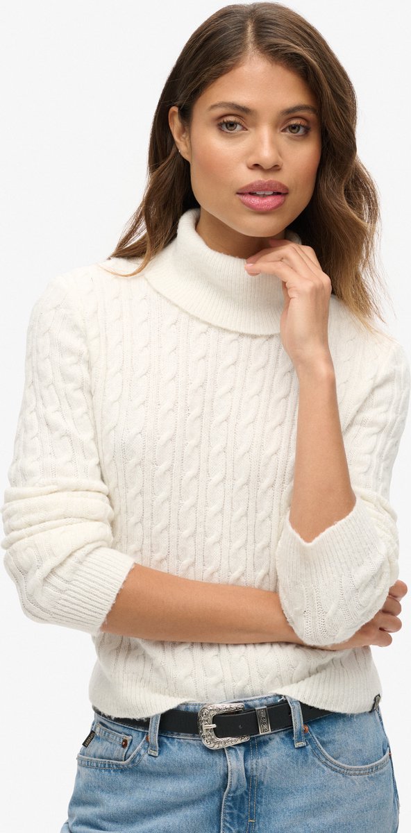 Superdry FITTED CABLE ROLL NECK JUMPER Dames Trui Wit
