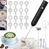 Bol.com USB-melkopschuimer-garde 2-in-1 met decoratieve sjablonen kit - 3 snelheden roestvrijstalen staven voor koffie matcha ch... aanbieding