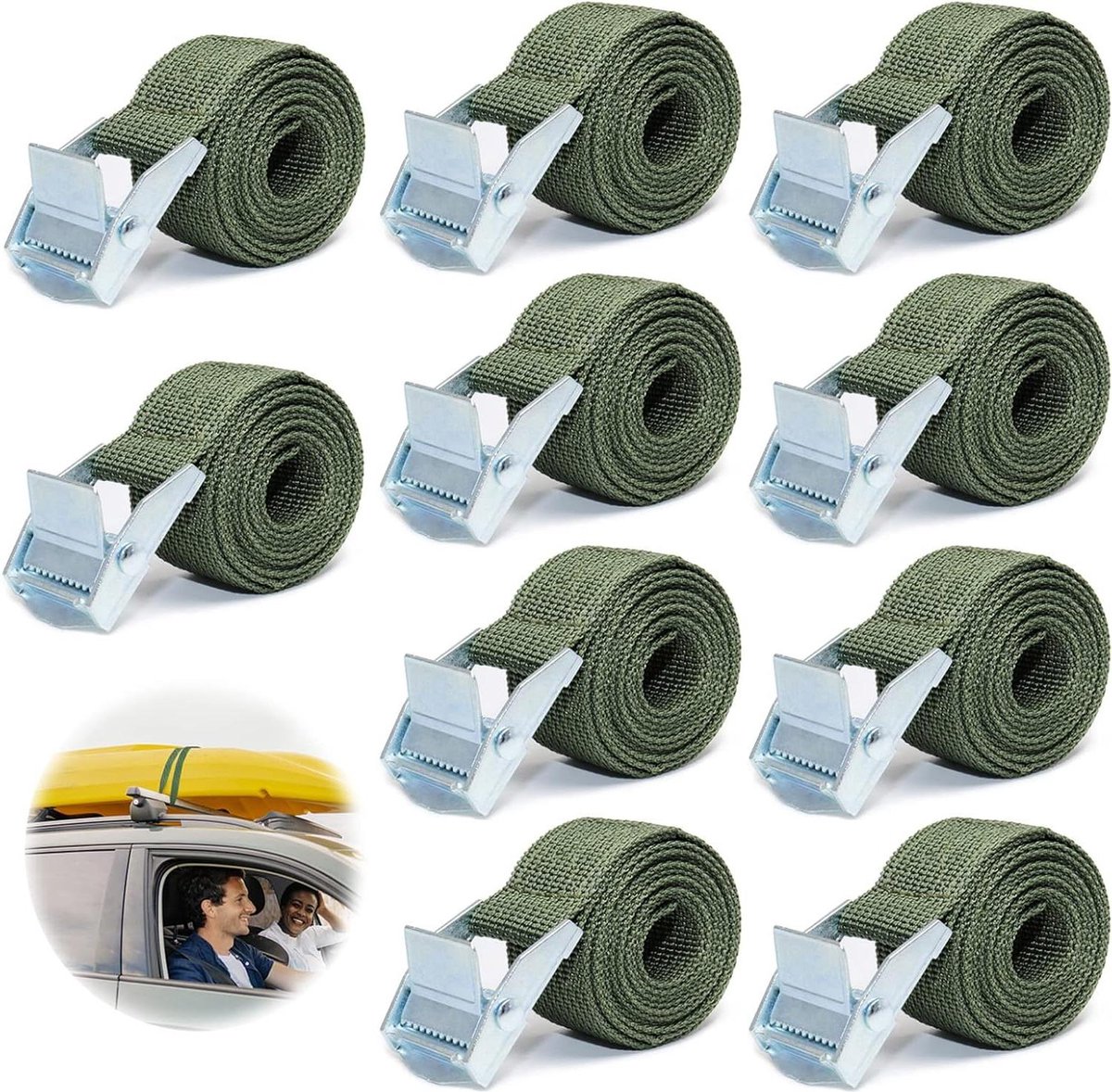 Korte spanriem met klemsluiting voor fiets motorfiets set van 10 verstelbaar 25 cm x 1 m Spanbanden met ratel