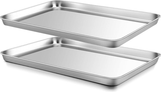 2 stuks bakplaat, rechthoekige ovenplaat, 30 x 25 x 5,5 cm, taartplaat 2 stuks bakplaat, rechthoekige ovenplaat, 30 x 25 x 5,5 cm, taartplaat