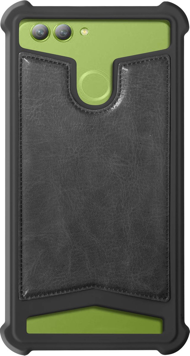 Avizar Hoes Universele lederen stijl voor 5 Smartphone, Zwart