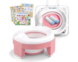 Zindelijkheidstraining toiletbril 3-in-1 draagbaar reispotje - peuters opvouwbare wc-babytrainer - ringstoelen afneembare herbruikbare - kinderen jongens meisjes - reistas - geschikt