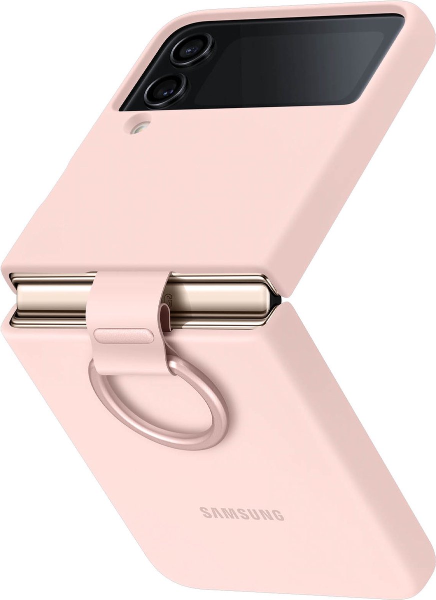 Samsung Siliconen Cover met Ring geschikt voor Samsung Galaxy Z Flip4 - Pink