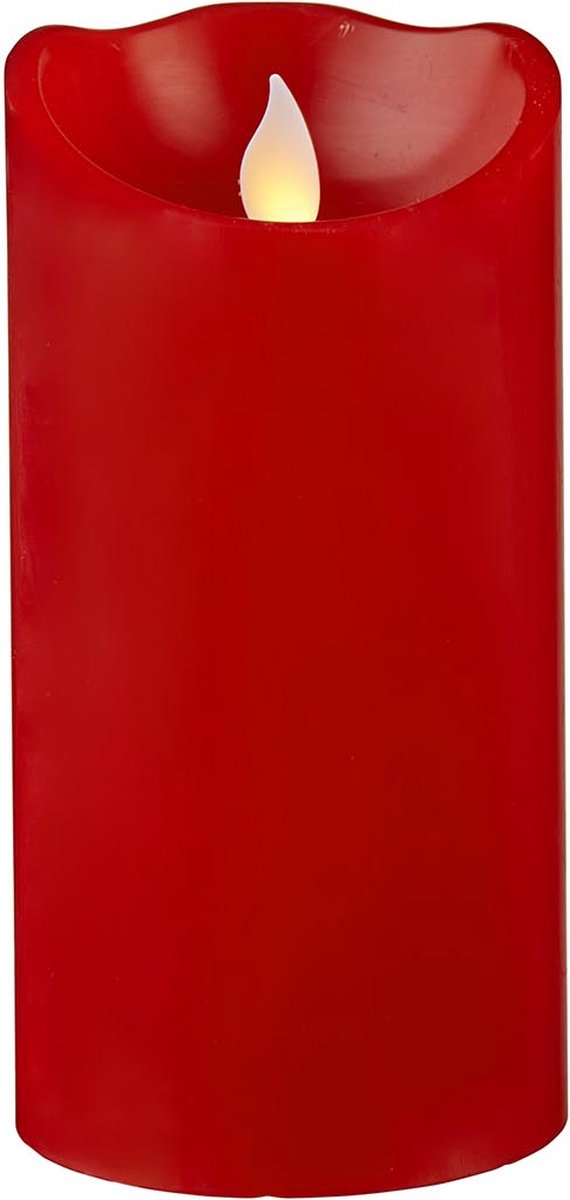 Star Trading Kaars M-Twinkle, zuilkaars, rood, LED, timer, warm geel, binnenkant, 15 cm
