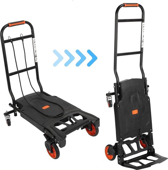 Opvouwbare bolderkar - 2-in-1 draagbare handwagen voor verhuizing - inklapbaar en draagbaar van Opvouwbare Bolderkar — afbeelding 3