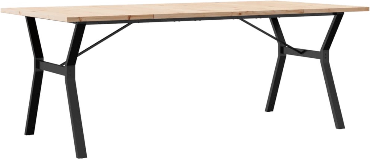 vidaXL Eettafel - Y-frame - 200x100x75,5 - cm - grenenhout - en - staal Bruin