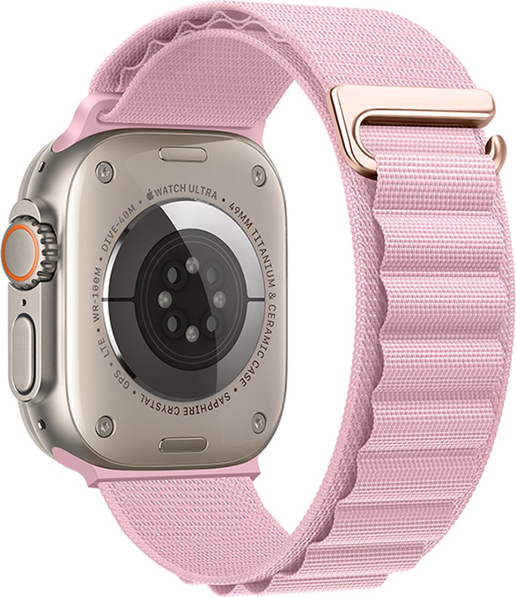 Hoco Climbing WA 20 Watch Bandje - Geschikt voor Apple Watch 1 / 2 / 3 / 4 / 5 / 6 / 7 / 8 / 9 / SE / Ultra - 42MM / 44MM / 45MM / 49MM - Roze