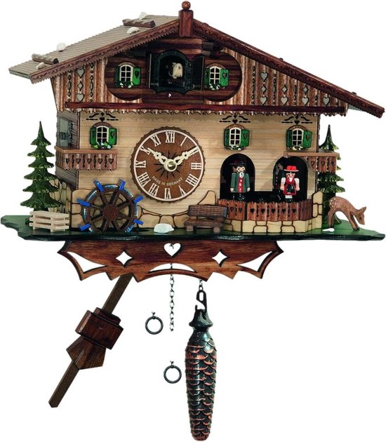 Engstler Koekoeksklok Schwarzwald-huis met bewegende houthakker