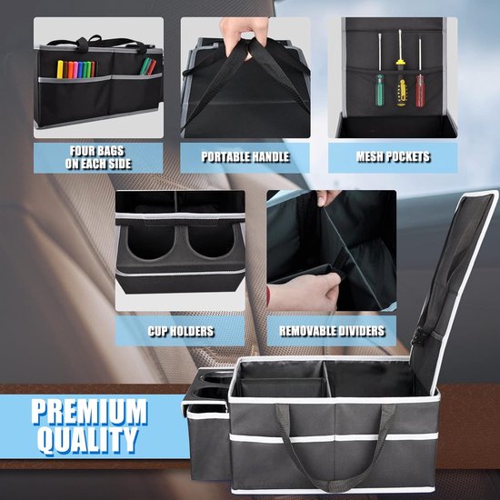 Auto-organizer Voor De Achterbank Voor De Auto, Om Op Te Hangen Inklapbaar 55 Cm Car Wrap To Go Happy Prints Donkerblauw Donkerblauw 55 Cm Auto Achterbank Organizer