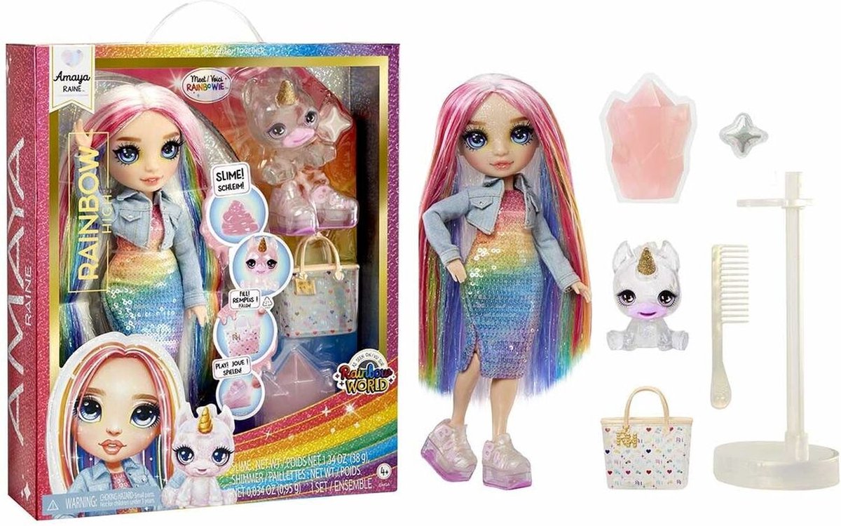 Rainbow High Klassieke Modepop - 28 cm - Amaya (regenboog) - Met slijmset en diertje — afbeelding 18