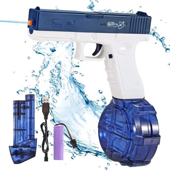 Foto: Elektrisch waterpistool automatisch waterpistool automatische toevoer van water water glock waterglock speelgoed aquablaster blauw