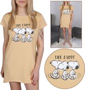 Peanuts Snoopy Dames Nachtjapon, Perzik Slaapshirt, Katoen, Korte Mouw