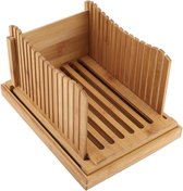 Bol.com Opvouwbare en compacte Bamboe Broodsnijmachine met kruimelopvangbak en gids - ideaal voor cake bagels en sandwiches Brea... aanbieding