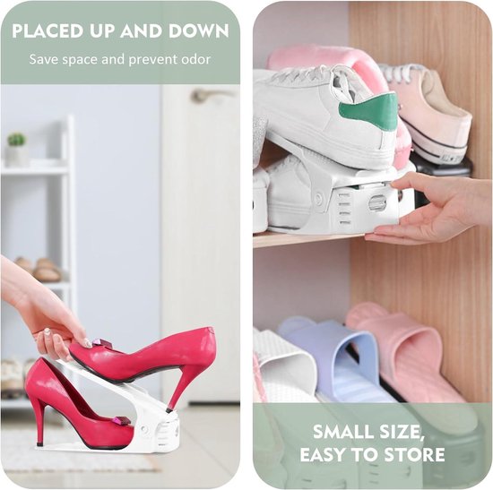 Organisateur de fentes pour chaussures- Set de 24-empileurs de chaussures-hauteur réglable-gain de place- École à domicile