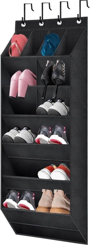 Shoe Organizer Door CAGAYA 10-delig Schoenenrek Over De Deur - Gaasweefsel, Zwart, Opbergsysteem Voor Kast Deur Organizer Shoe Organizer Door CAGAYA 10-delig Schoenenrek Over De Deur - Gaasweefsel, Zwart, Opbergsysteem Voor Kast Deur Organizer