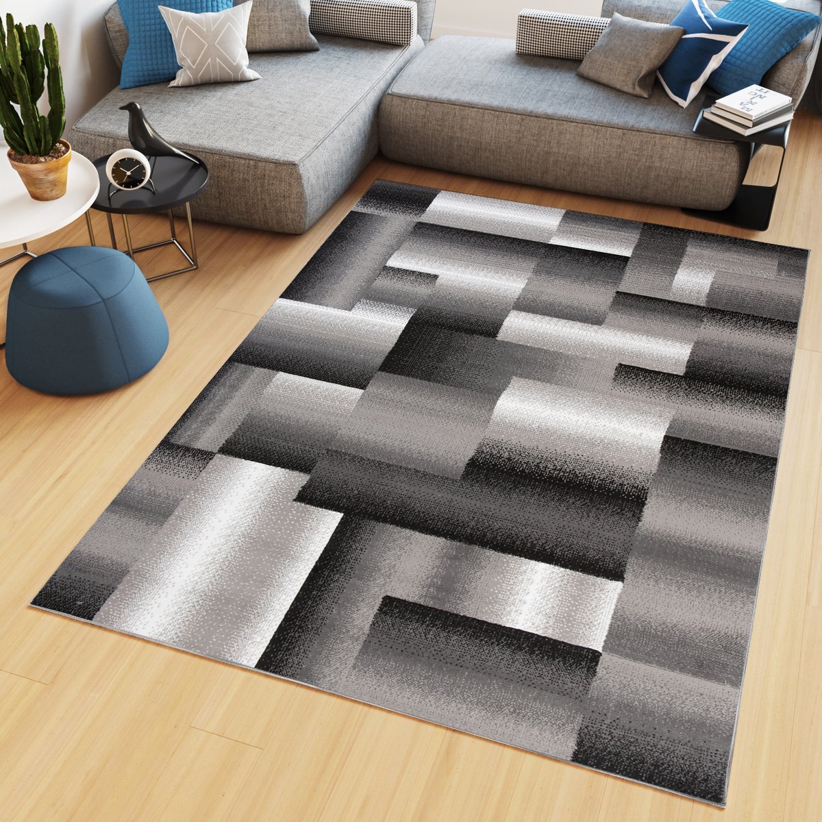 Tapiso Maya Vloerkleed Grijs Woonkamer Laagpolig Tapijten Maat- 120x170
