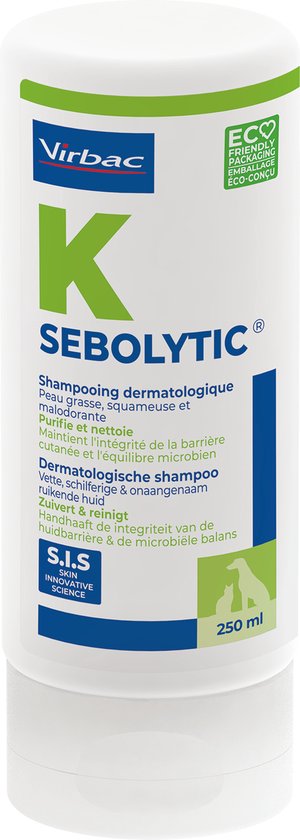 Virbac K Sebolytic® Shampoo gegen fettiges Fell bei Hunde und Katzen 250