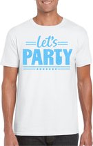 Bellatio Decorations Verkleed shirt voor heren - lets party - wit - glitter - carnaval/themafeest XXL