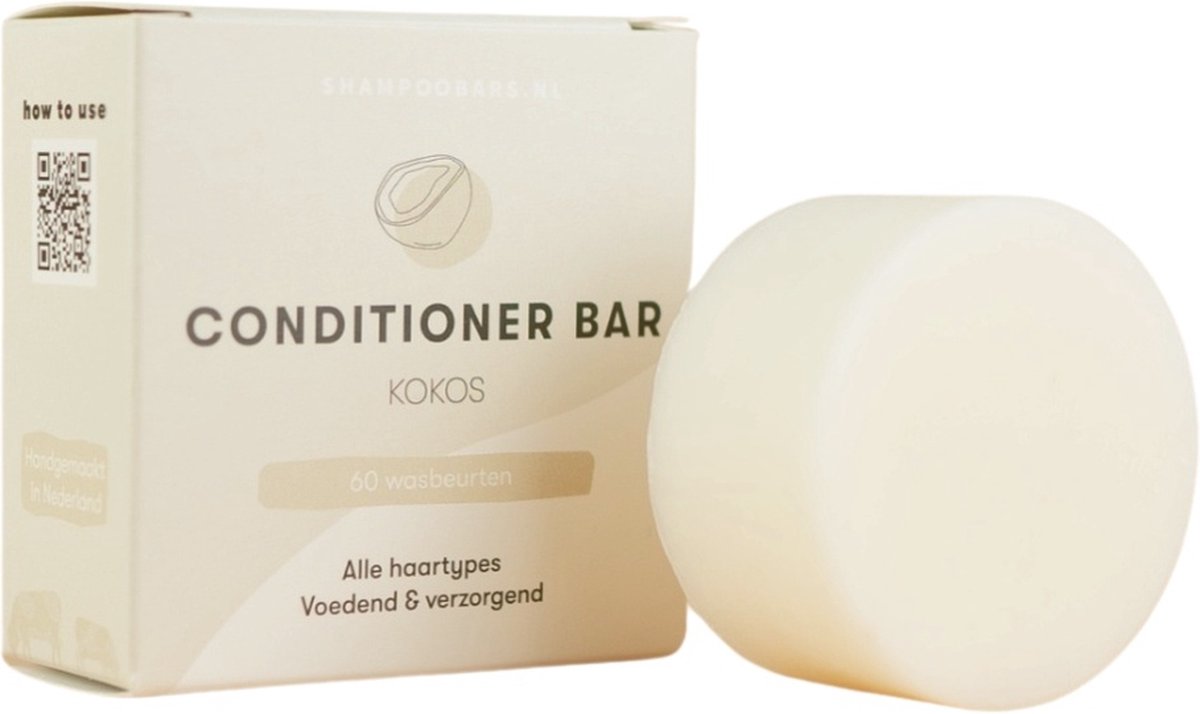 Conditioner Bar Kokos | Handgemaakt in Nederland | Crueltyfree | 100% biologisch afbreekbare verpakking