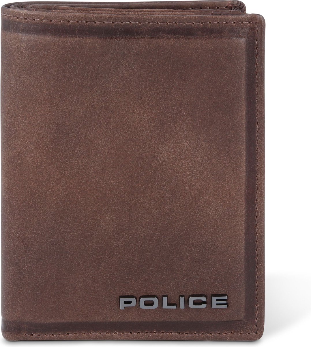 Police Portemonnee Leer 12 cm - Jongens - Staand formaat - brown