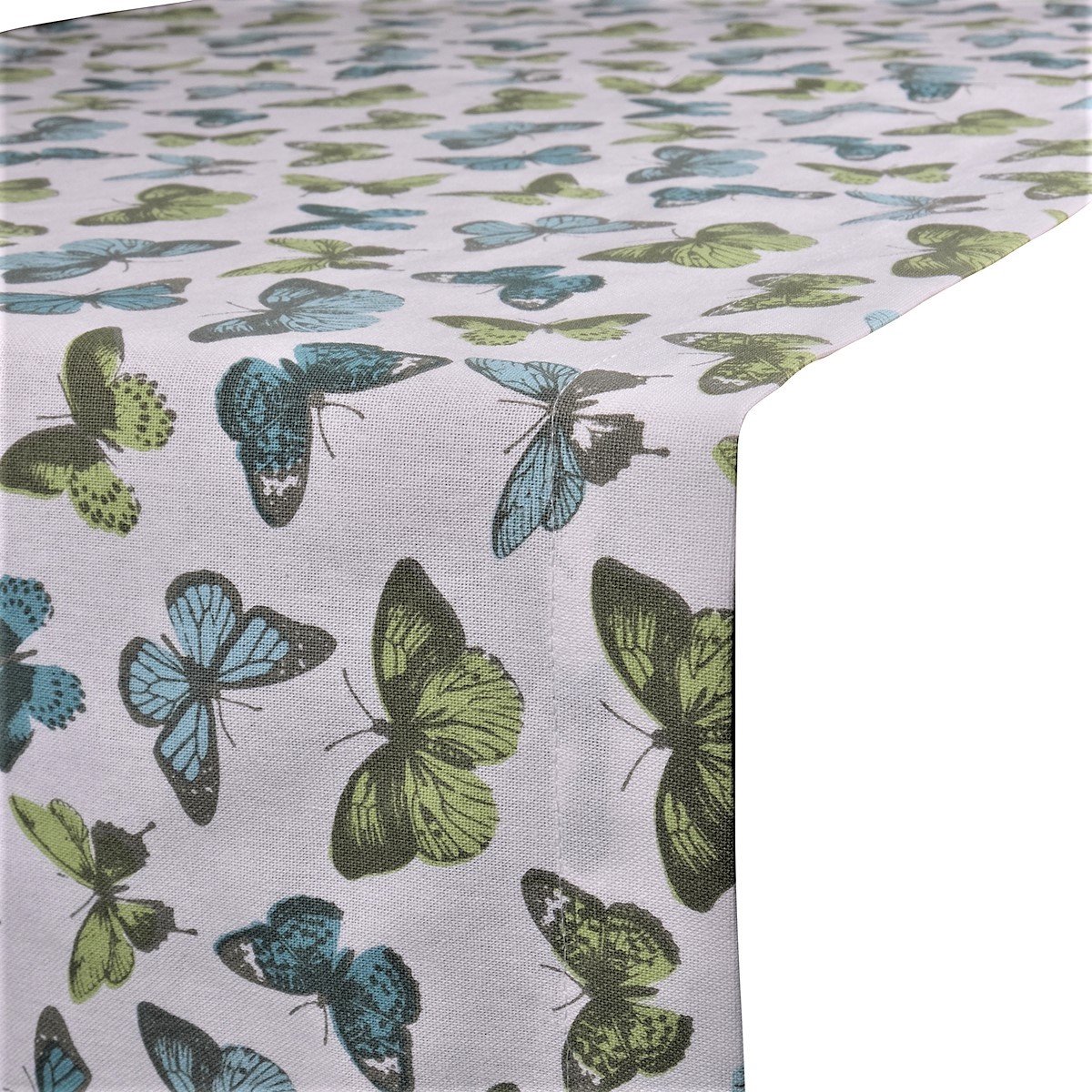 Tablerunner Butterfly Aqua/Gre 50x140