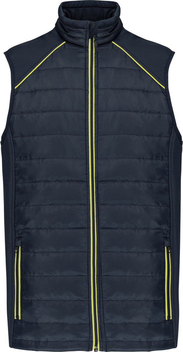 WK. Designed To Work Bodywarmer Day To Day in twee stoffen WK606 - Navy / Fluorescent Yellow - XL