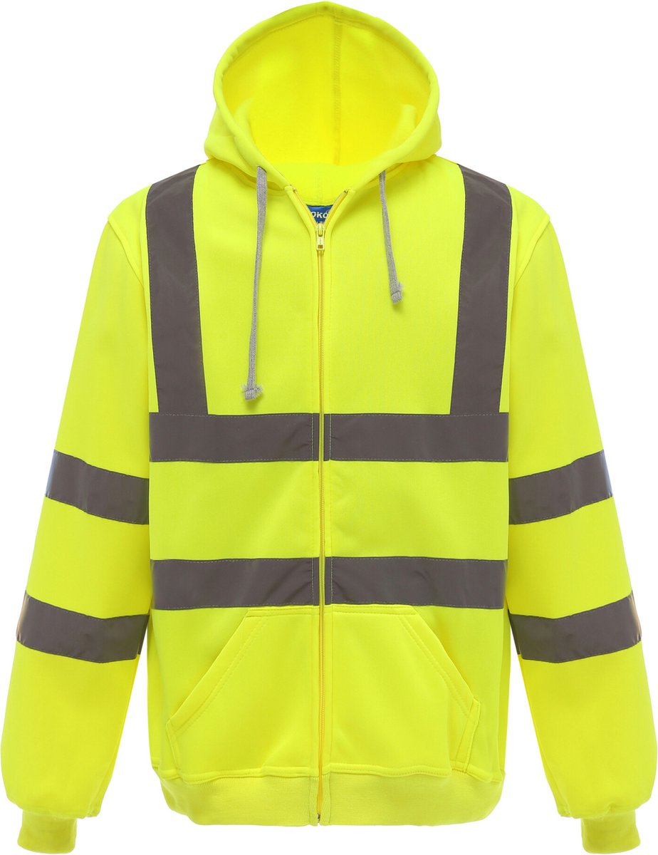 Yoko Full Zip Hooded Sweatshirt YHVK07 - Hi Vis Yellow - M