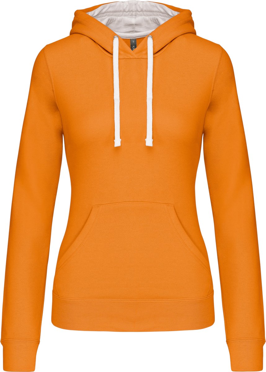 Kariban Damessweater met capuchon in contrasterende kleur K465 - Orange / White - S