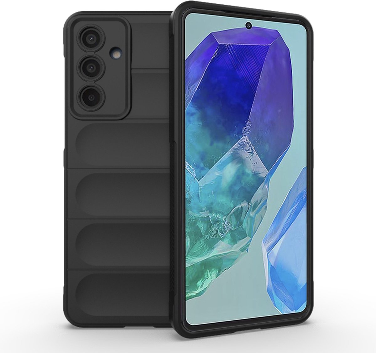 Techsuit Magic Shield Silicone Back Cover hoesje voor Samsung Galaxy M55 - Zwart