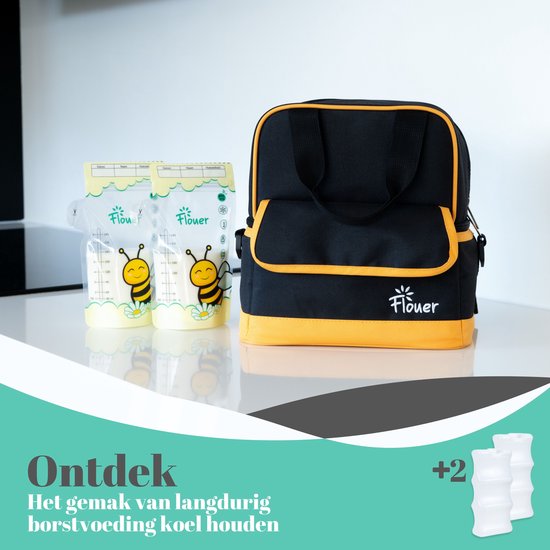 Flouer Koeltas Moedermelk met 2 Koelelementen - Borstvoeding Koeltas - Babyvoeding - Luiertas - Kolftas van FLO — afbeelding 2