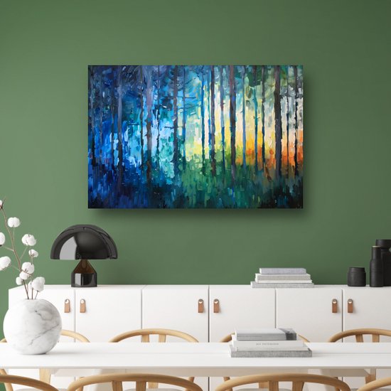 Portrait de forêt - Décoration murale nature - Peinture sur toile Lumière - Décoration murale moderne - Toile - Décoration chambre toile 120x80 cm