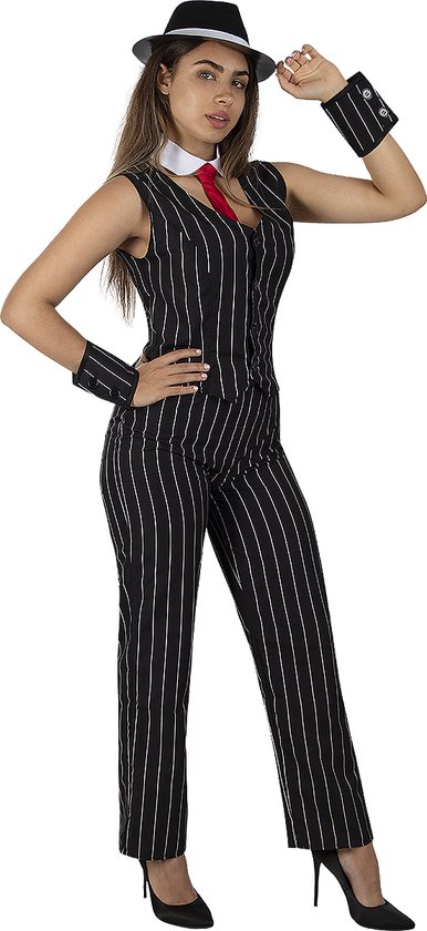 FUNIDELIA Déguisement Mafia Gangster femme - Taille : S - Zwart