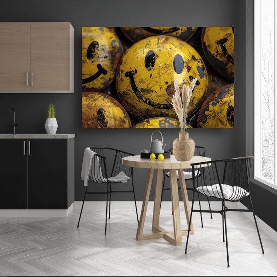 Décoration murale Smileys - Poster Emoji - Décoration murale Rouille - Décoration murale industrielle - Posters chambre - Poster oeuvre 150x100 cm