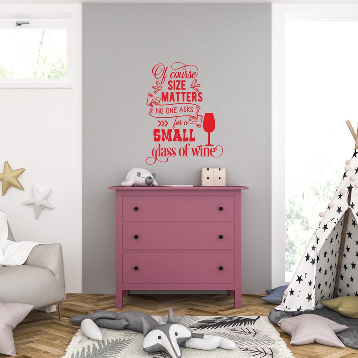 MC Living Muursticker - Ofcourse - 58 x 77 - Rood