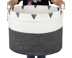 Casaphoria XXXXLarge katoenen touw deken mand 22"x 22" x 16" - geweven wasmand - wasmanden - opbergmand - handdoek luier wasmand - zwart - 22in22in16in - MB2021045