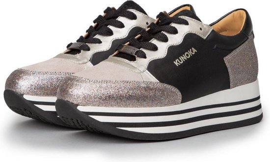 KUNOKA STRIPY 4.5A Joyce Black - Sneakers Dames - maat 36 - Zwart Wit  Zilver | bol.com